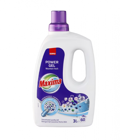 Detergent Rufe - Detergent gel concentrat pentru rufe Sano Maxima Mountain Fresh, 60 spalari, 3 l