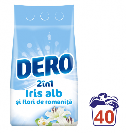 Detergent de rufe pudra Dero 2in1 Iris Alb, 3kg, 40 spalari [1]