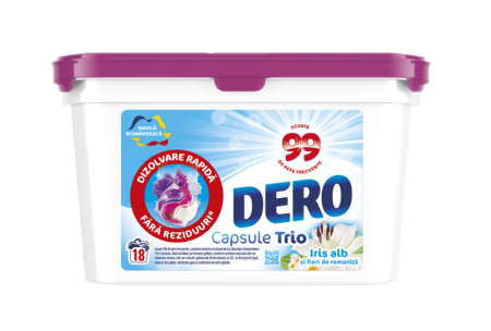 Curatenie - Detergent de rufe capsule Trio iris alb, 18 spalari