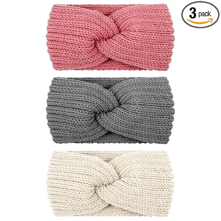 Lichidare Stoc - Set 3 bentite tricotate de iarna pentru femei, groase, elastice, crosetate manual, protectie urechi, universale