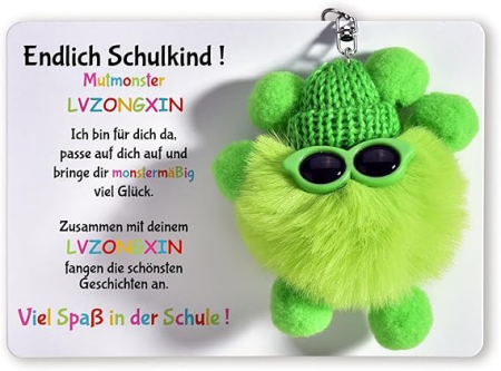 Jucarii - Pandantiv Monster Curaj cu felicitare, LVZONGXIN, 10,5 x 14,8 cm, pentru geanta ta