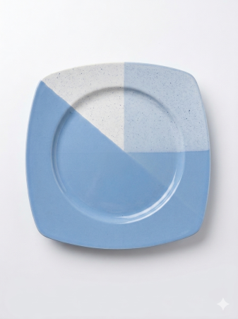 Farfurii - Farfurie intinsa din ceramica, 25 cm albatru/alb, pentru servire masa