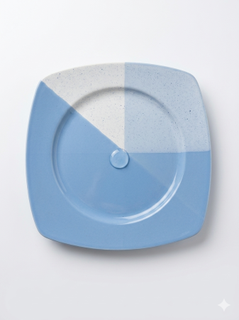 Farfurie intinsa din ceramica, 25 cm albatru/alb, pentru servire masa [1]