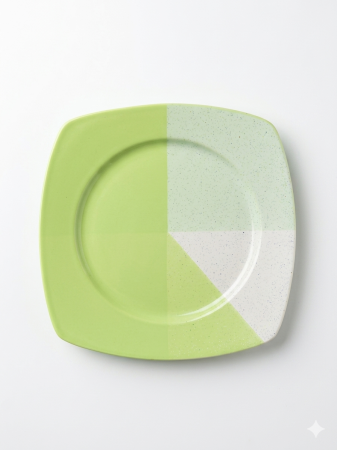 Farfurii - Farfurie intinsa din ceramica, 25 cm verde/alb, pentru servire masa