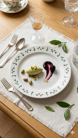 Farfurie intinsa din portelan, Ø 24 cm, decor verde clasic, alb [1]