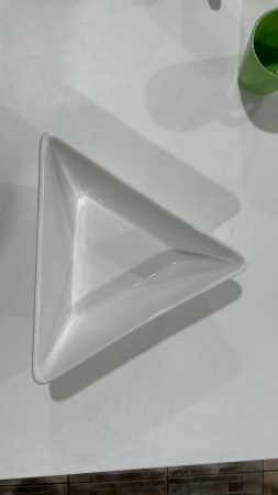 Bol triunghiular din portelan alb, 26cm, design modern, pentru servire aperitive & salate [7]