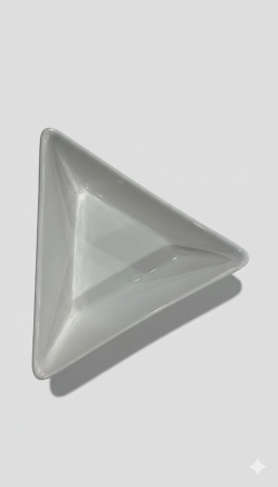 Bol triunghiular din portelan alb, 26cm, design modern, pentru servire aperitive & salate [4]