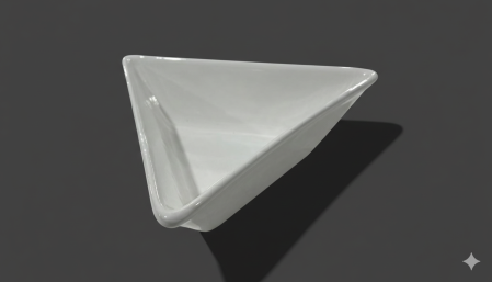 Bol triunghiular din portelan alb, 26cm, design modern, pentru servire aperitive & salate [3]