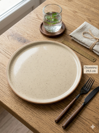 Farfurie intinsa rotunda 29.5 cm, ceramica,bej nisipiu, design modern, rezistenta, usor de curatat [1]