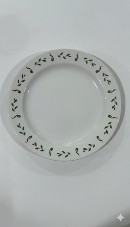 Farfurie intinsa din portelan, Ø 24 cm, decor verde clasic, alb [1]