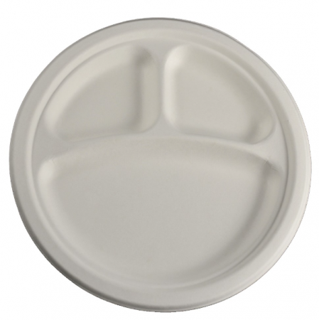 Farfurii plate unica folosinta biodegradabile cf standard EN13432, 25 cm, 3 compartimente, 20 buc [1]