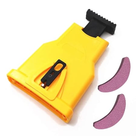 Lichidare Stoc - Ascutitor pentru Lant Drujba cu 7 Pietre de Ascutire, 1 Piatra Montata + 6 Rezerve, Unealta Portabila pentru Motoferastrau, Compatibil Lame 14"/16"/18"/20"