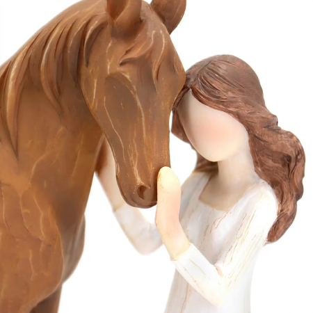 Figurina decorativa Inger Pazitor cu Cai, pictata manual, statueta ornamentala pentru casa, cadou pentru femei si fete, decoratiune Craciun, aniversare [1]