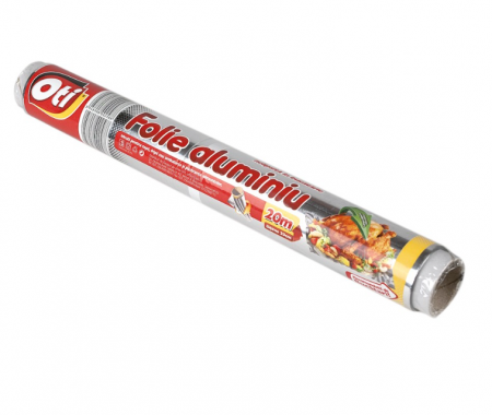 Folii si pungi alimentare - Folie aluminiu OTI, 20m, tipla, pentru uz casnic