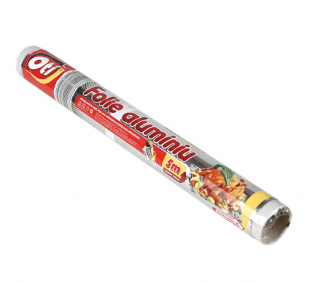 Folii si pungi alimentare - Folie aluminiu OTI, 5m, tipla, pentru uz casnic