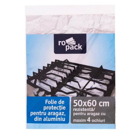 Pensule, spatule si teluri bucatarie - Folie aluminiu protectie aragaz, 50x60cm, Ropack