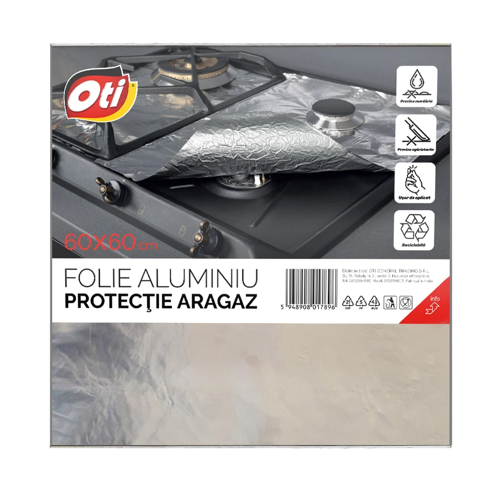 Pensule, spatule si teluri bucatarie - Folie aluminiu protectie aragaz 60 x 60 cm, 031789