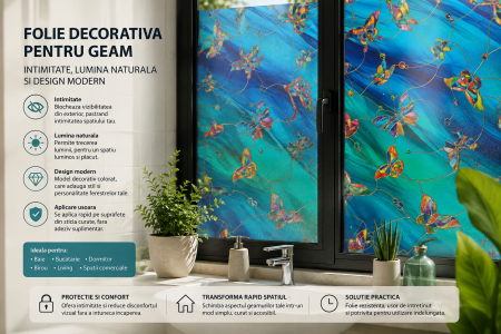 Folie decorativa pentru geam, autocolanta, 60 x 180 cm, folie pentru intimitate si protectie vizuala - Copie [2]