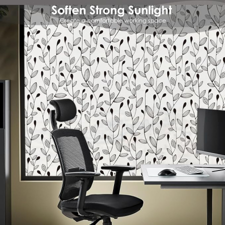 Folie Decorativă pentru Geam Black Vines, Vitraliu, Intimitate Zi și Noapte, Protecție Solară și Control Căldură, 44,5 x 200 cm [2]