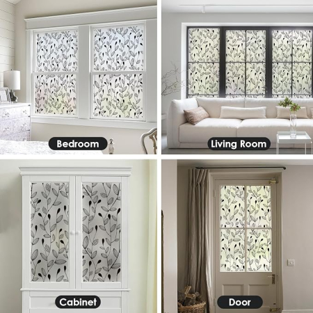 Folie Decorativă pentru Geam Black Vines, Vitraliu, Intimitate Zi și Noapte, Protecție Solară și Control Căldură, 44,5 x 200 cm [1]