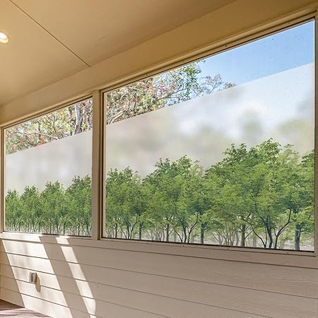 Folie geam decorativa Forest, 90 x 200 cm, autocolanta, protectie UV, opaca pentru intimitate, design padure [7]