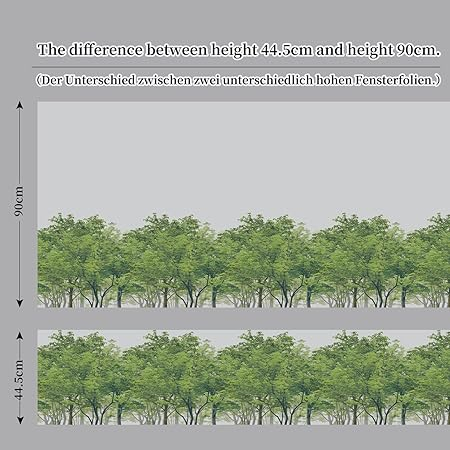 Folie geam decorativa Forest, 90 x 200 cm, autocolanta, protectie UV, opaca pentru intimitate, design padure [1]