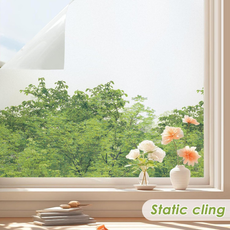 Folie geam decorativa Forest, 90 x 200 cm, autocolanta, protectie UV, opaca pentru intimitate, design padure [4]
