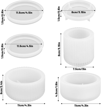 Set 3 Matrițe din Silicon pentru Rășină – Cutii de Depozitare cu Capac, Suporturi pentru Lumânări, Ghivece, Borcane Decorative [2]