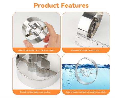Set 10 forme biscuiți – inox alimentar, motive Paște (iepure, ou, rândunică, morcov etc.) 6,8 cm [3]