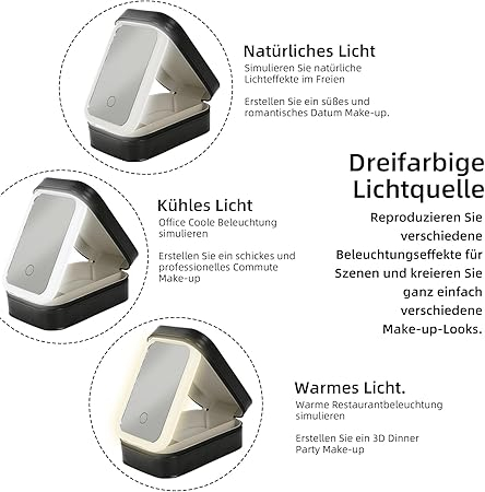 Ggeanta cosmetice cu oglinda iluminata, organizator portabil machiaj cu lumina LED 3 culori si divizoare, negru [4]