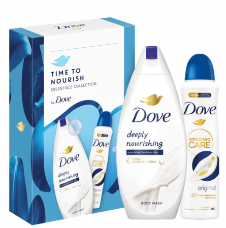 Geluri de dus - Set cadou DOVE: Gel de dus Deeply Nourishing, 250ml + Deodorant spray Original, 150ml