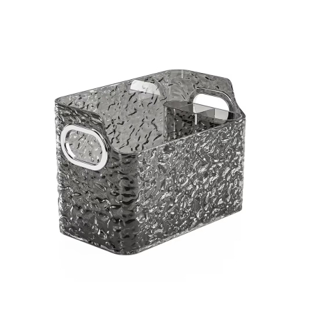 Pasta de dinti - Organizator de Machiaj si Cosmetice pentru Baie, Cutie Depozitare Transparenta Gri din Plastic, cu Cos Frontal si Cutie Interioara Detasabila, pentru Raft sau Dulap