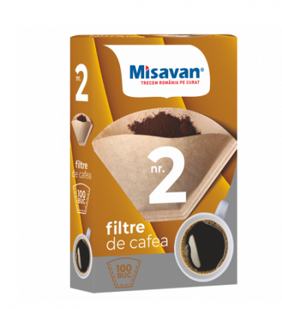 Folii si pungi alimentare - Hartie filtru cafea Misavan, nr 2, 100 buc/cutie - 2716