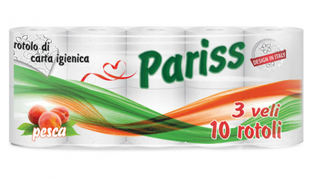 Hartie igienica - Hartie igienica Pariss, 3 straturi, miros piersica, 10 role/set