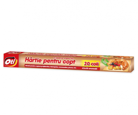 Folii si pungi alimentare - Hartie pentru copt, 20 coli, 42x38 cm/coala