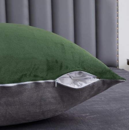 Set husa pilota pentru iarna plush/microfibră 135 x 200 cm – doua fete, extra moale, călduroasă, cu fețe de pernă 80×80 cm -, verde/gri [4]