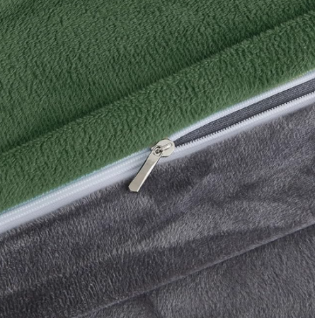 Set husa pilota pentru iarna plush/microfibră 135 x 200 cm – doua fete, extra moale, călduroasă, cu fețe de pernă 80×80 cm -, verde/gri [3]