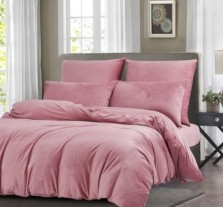 Set husa pilota pentru iarna plush/microfibră 200x200 cm – extra moale, călduroasă, cu fețe de pernă 80×80 cm , roz [1]