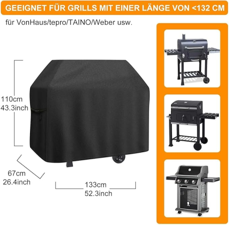Husă pentru grătar Raweao Enders Cosmo 3 – impermeabilă, rezistentă la intemperii, dimensiuni 133 x 67 x 110 cm, protecție outdoor BBQ [6]