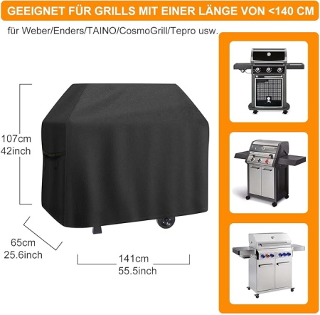 Husa gratar Impermeabila si Rezistenta la Intemperii pentru Exterior, Compatibila cu Gratare Taino si Weber, 141x65x107 cm [6]