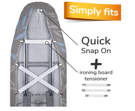 Husa pentru masa de calcat turbo super moale 5 straturi 140x40, gri, captuseala din bumbac KOTEX, 5 dimensiuni, intinzator EasyFit, zona XXL 130-140x38-45cm [4]