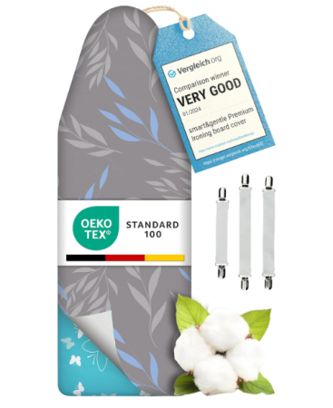 Husa pentru masa de calcat turbo super moale 5 straturi 110x30, gri, captuseala din bumbac KOTEX, 5 dimensiuni, intinzator EasyFit, zona XXL 108-115 x 30-35 cm [0]