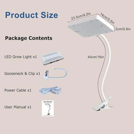 Lampa plante JINHONGTO 25W cu prindere tip cleste, spectru complet, IR & UV, brat flexibil 360°, Daisy Chain [3]