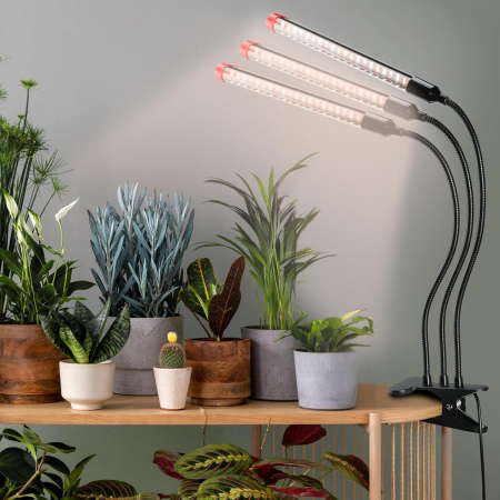 Lampa cu 3 capete si clip, 27W, Lumina LED Full Spectrum pentru plante de interior, bonsai si rasaduri, cu timer, suficient de puternica ca soarele, Home Plug [2]