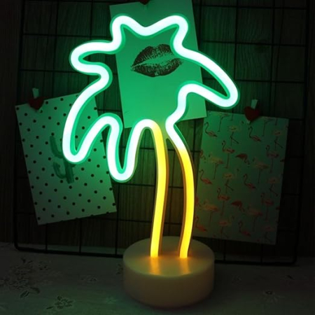 Jucarii - Lampă LED 3D „Iluzie Optică” Palmier, schimbare 7–16 culori, comandă tactilă + telecomandă,