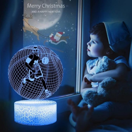 Lampă LED 3D „Iluzie Optică” Baschet, schimbare 7–16 culori, comandă tactilă + telecomandă, USB/baterii – decor Crăciun & cadou copii [3]