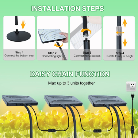 Lampă LED FRGROW cu gât flexibil – lumină full spectrum pentru răsaduri, legume, plante de interior [4]