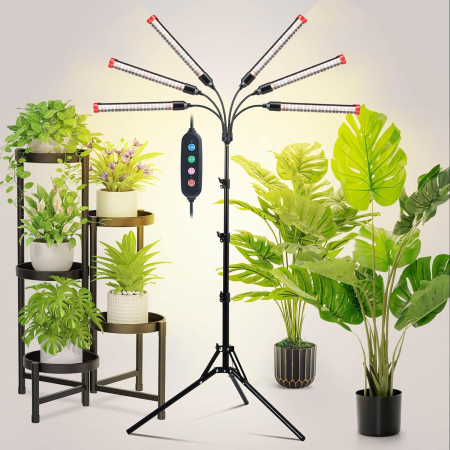 Bricolaj - Lampă de Creștere pentru Plante de Interior – 54W cu Suport Reglabil, Spectru Complet, Timer 4/8/12h – Ideală pentru Bonsai și Alte Plante