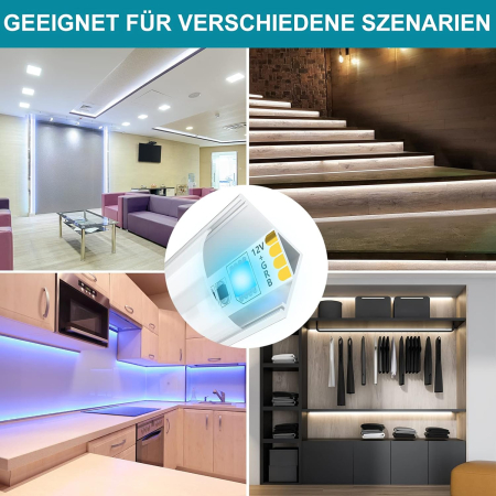 Profil LED aluminiu LIAOINTEC 10x1 m, V-Shape, cu capac alb mat, capete și suport montaj pentru benzi LED [3]
