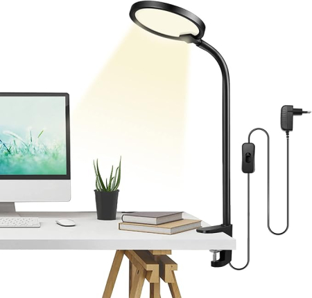 Accesorii pentru gradina - Lampa birou LED cu clema, brat flexibil silicon, zinc alloy, lumina calda 3000K, 580LM, 6W, reglabila, eye-friendly